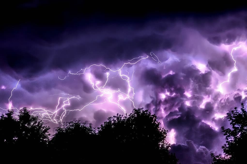 Purple colour thunderstorm